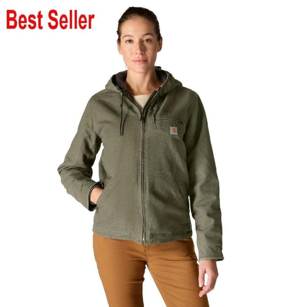 Loose Fit Washed Duck Sherpa Lined Jacket Classic Utility Chic